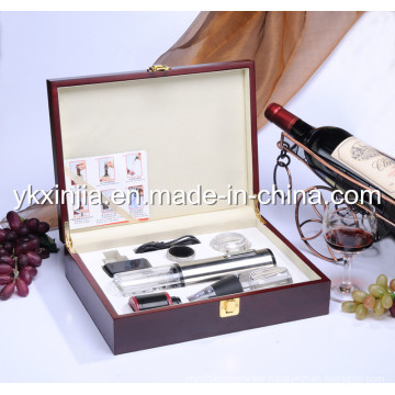 Kitchenware Aluminum Electric Wine Opener with Wine Pourer, Wooden Wine Box